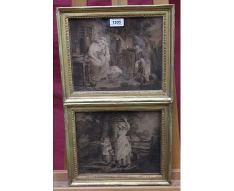 William Blake (1757 - 1827), two stipple engravings after George Morland, second state 1788, labelled verso - London publishe