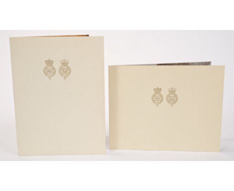 HM Queen Elizabeth II - two signed Christmas cards for 1967 and 1968 - both with twin gilt Royal cipher to cover and colour p