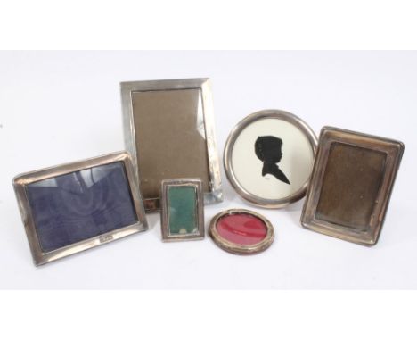 Selection of six Edwardian and other early 20th century silver photograph frames - including two circular and four rectangula