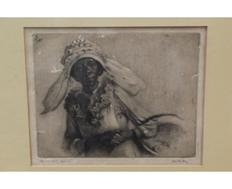 Dorothy Kay (1886 - 1964), signed etching - The Old Oyster Woman, titled and signed in pencil, in glazed gilt frame, 22cm x 2