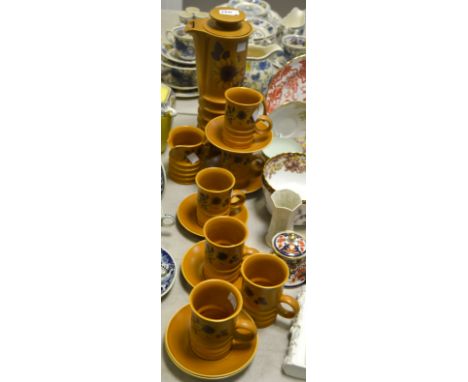 A Carltonware Sunflower pattern part coffee service