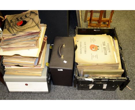 Vinyl - a large collection of His Masters voice records; Columbia records; a Bush monarch cased record player; etc qty (3 box