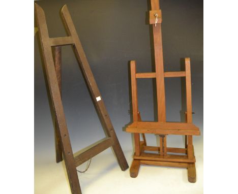 An adjustable artist's easel; another, oak (2)