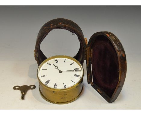 A Victorian brass travelling timepiece, carriage clock type movement with platform escapement, Morocco case, c.1890 