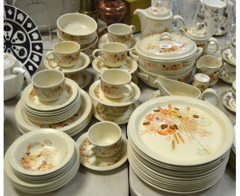 A Poole Summer Glory pattern breakfast and dinner service, comprising a pair of circular tureens and covers, sauceboat and st
