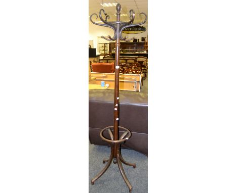 An oak freestanding bentwood coat stand (1)