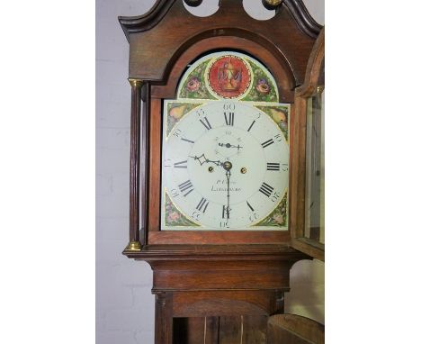 P. Corrie Langholme, Georgian Oak Cased Longcase Clock, Having a 13 inch Painted Dial, With weights and pendulum, Overall 215