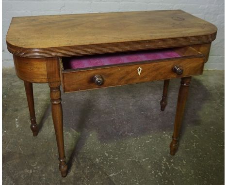 George III Mahogany Fold Over Card / Tea Table, Having a Single Drawer, 76cm high, 100cm wide, 90cm deep&nbsp;
