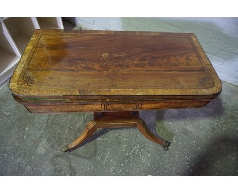 George III Gillows Style Mahogany Fold Over Card Table, Having a Swivel top enclosing a green Felt lined interior, Raised on 