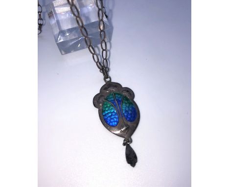 James Fenton, Art Nouveau Silver and Enamel Pendant, Hallmarks for Birmingham 1909-10, Stamped JF, 5.4 Grams, The Pendant mea