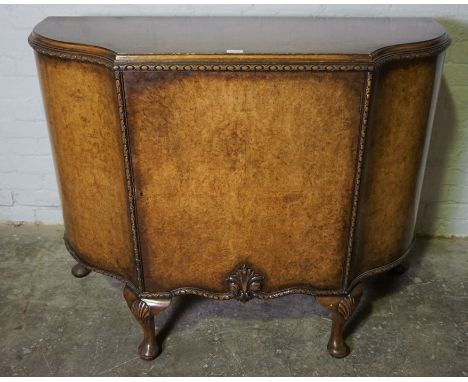 Queen Anne Style Walnut Commode Cabinet, 20th century, Having a Single Door, 94cm high, Raised on Ball and Claw Supports, 121