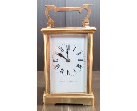A BRASS CARRIAGE CLOCK 6" TALL