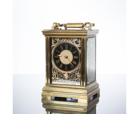 FINE FRENCH STRIKING AND REPEATING BLACK DIAL CARRIAGE CLOCK
c1900, signed E Maurice & Co, the rare black dial with Roman num