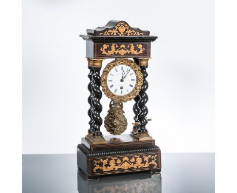LATE 19TH CENTURY FRENCH MANTEL CLOCK 
maker Le Roy et Fils, in the classical Empire style, the enamel dial with Roman numera