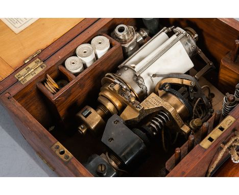 DOBBIE MCINNES PATENT STEAM ENGINE INDICATOR large size instrument No 3, in wooden case, 30cm high