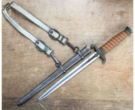 German Army dress dagger, blade by E.u.F Horster, Solingen with scabbard &amp; belt suspension.