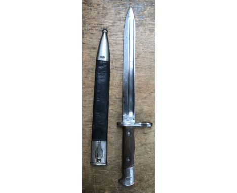 German M1887/84 Bayonet by SIMSCN &amp; Co SUHL with scabbard. blade length 9 3/4” &nbsp;overall length 14 3/4”.