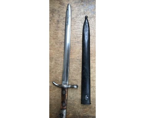 Finland 1928 model bayonet with scabbard. Blade length 12” overall length 17”