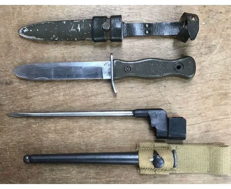 British WW2 spike bayonet with scabbard and frog dated 1942 with 1970’s - 80’s German military issued dagger/knife with scabb