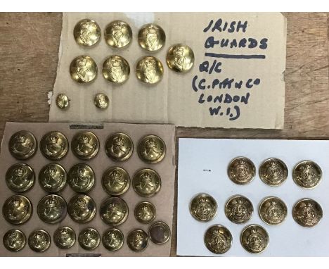 British military button sets of East Kent Regiment ‘The Buff’s’, Irish Guards and Durham Light Infantry.