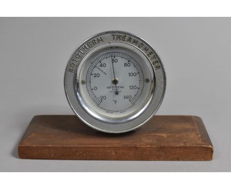 A Vintage Rototherm Thermometer Mounted on Wooden Plinth 