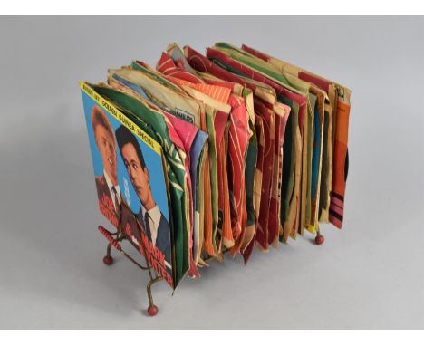 A Collection of Vintage 45rpm Records on Stand to Include the Searchers, Jim Reeves, Ray Charles, Val Doonican, Cliff Richard
