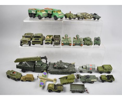 A Collection of Various Diecast Play Worn Tanks and Army Vehicles to Include Examples by Matchbox and Corgi 