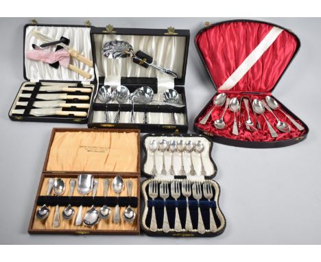 Five Cased Sets of Vintage Cutlery 