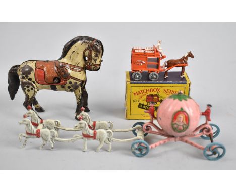 A Diecast Model of Cinderella's Pumpkin Carriage, Matchbox Series A Moko Lesney Horse Drawn Milk Float with Driver and a Vint