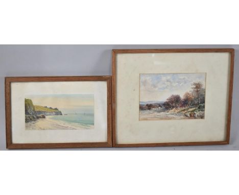 Two Framed Watercolours, Seascape and Woodland Landscape 