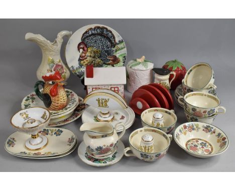A Collection of Various Ceramics to comprise Midwinter Burslem Turkey Plate, Tea Bowls, Saucers Etc 
