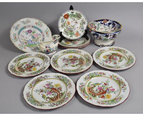 A Collection of Various 19th Century Ceramics to comprise Ironstone Footed Bowl, Spode Porcelain Dish Decorated with Birds an