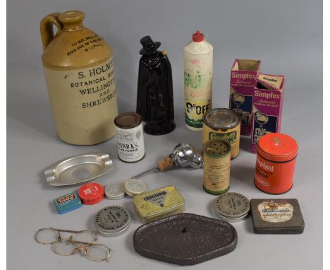 A Collection of Various Vintage Sundries to comprise Stoneware Brewers Bottle for S Holmes of Wellington and Shrewsbury, Gold