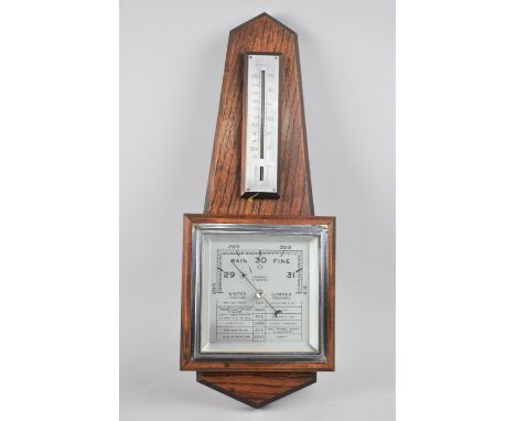 A Mid 20th Century Wall Barometer with Thermometer, Inscribed for G. W. Harvey, Wellington 