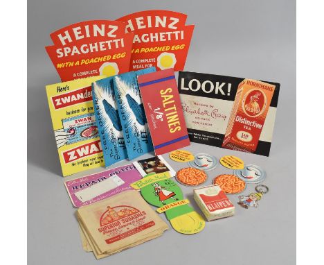 A Collection of Various Vintage Shop Advertising Items to comprise Heinz Spaghetti, Saltines, Zwan, Honrimans Etc 