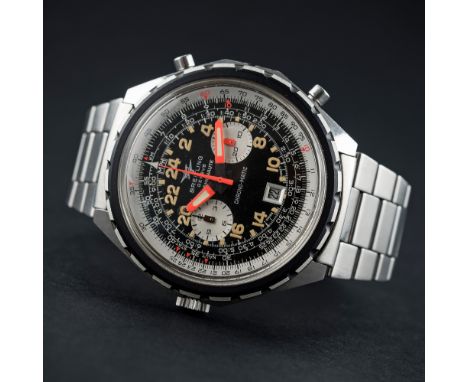 A RARE GENTLEMAN'S STAINLESS STEEL BREITLING CHRONO MATIC COSMONAUTE CHRONOGRAPH BRACELET WATCH CIRCA 1970s, REF. 1809 D: Bla