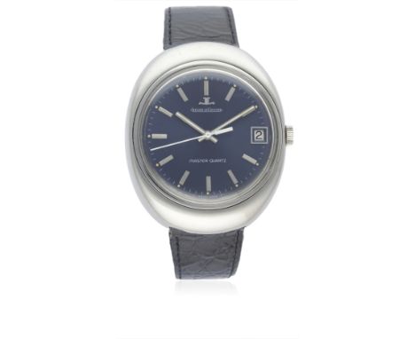 A GENTLEMAN'S STAINLESS STEEL JAEGER LECOULTRE MASTER QUARTZ WRIST WATCH CIRCA 1970s, REF.&nbsp;23301-42
D: Blue dial with si