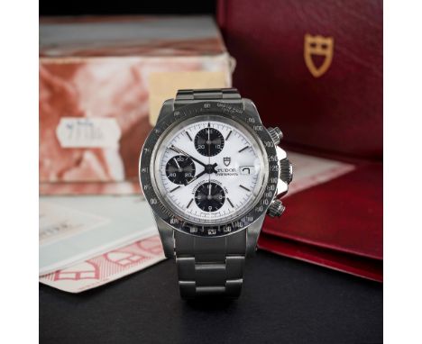 A GENTLEMAN'S STAINLESS STEEL ROLEX TUDOR OYSTERDATE AUTOMATIC CHRONO TIME "BIG BLOCK" CHRONOGRAPH BRACELET WATCH DATED 1994,