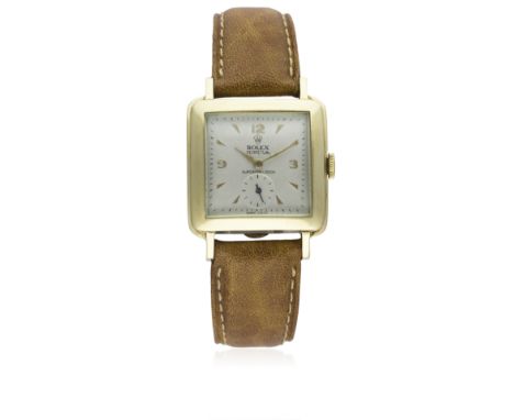 A GENTLEMAN'S 10K SOLID GOLD ROLEX PERPETUAL WRIST WATCH CIRCA 1940, REF. 4643
D: Silver dial with gilt markers &amp; quarter