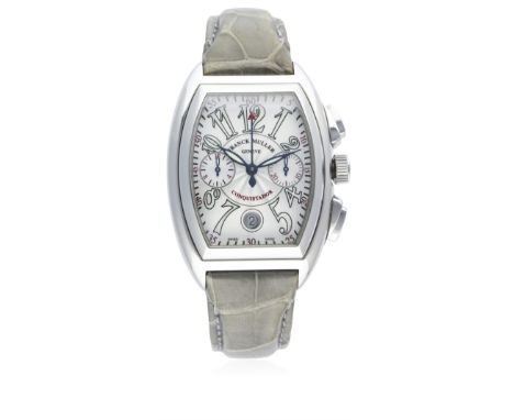 A GENTLEMAN'S STAINLESS STEEL FRANCK MULLER CONQUISTADOR CHRONOGRAPH WRIST WATCH CIRCA 2005, REF. 8001 CC
D: Silver guilloche