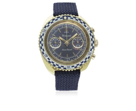 A GENTLEMAN'S GOLD PLATED LUCIEN PICCARD LUCCARD CHRONOGRAPH WRIST WATCH CIRCA 1970 WITH "PAUL NEWMAN" REGISTERS
D: Blue Sing