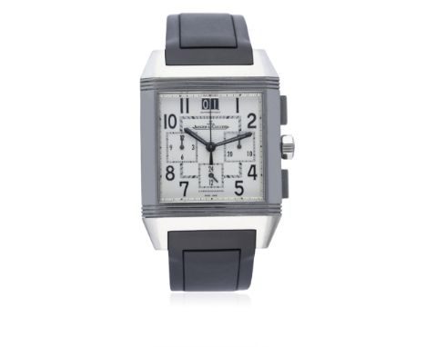 A GENTLEMAN'S STAINLESS STEEL JAEGER LECOULTRE REVERSO SQUADRA CHRONOGRAPH WRIST WATCH DATED 2014, REF. 230.8.45 WITH BOX, PA