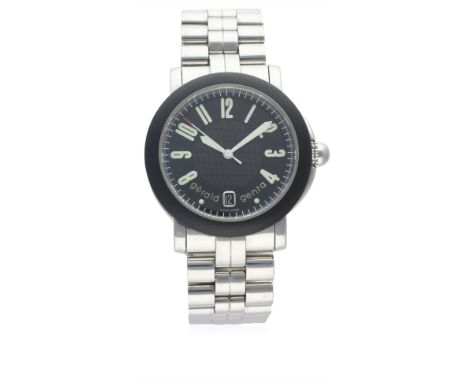 A GENTLEMAN'S STAINLESS STEEL GERALD GENTA SPORT AUTOMATIC BRACELET WATCH CIRCA 2006, REF. SSP.L.10 &nbsp;D: Carbon fibre dia