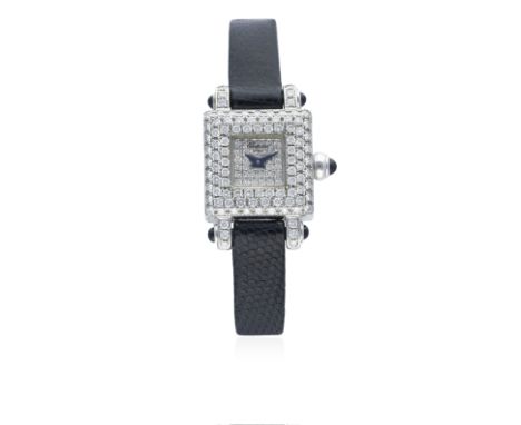 A LADIES 18K SOLID WHITE GOLD &amp; DIAMOND CHOPARD WRIST WATCH CIRCA 2004 WITH CHOPARD BOX D: Pave set diamond dial. M: Manu