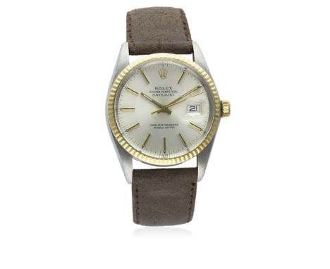 A GENTLEMAN'S STEEL &amp; GOLD ROLEX OYSTER PERPETUAL DATEJUST WRIST WATCH CIRCA 1985,&nbsp;REF. 16013 &nbsp;D: Silver dial w