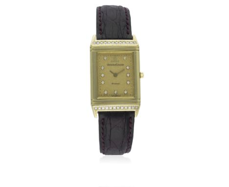A GENTLEMAN'S SIZE 18K SOLID GOLD &amp; DIAMOND JAEGER LECOULTRE REVERSO WRIST WATCH CIRCA 1980s, REF. 100.112.1&nbsp;
D: Gol