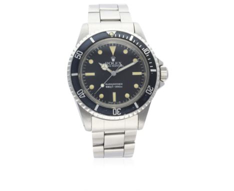 A GENTLEMAN'S STAINLESS STEEL ROLEX OYSTER PERPETUAL SUBMARINER BRACELET WATCH CIRCA 1969, REF. 5513 WITH LATER SERVICE DIAL 