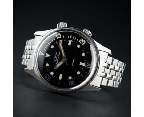 A VERY RARE GENTLEMAN'S STAINLESS STEEL UNIVERSAL GENEVE POLEROUTER SUB DIVERS BRACELET WATCH CIRCA 1961, REF. 20369-1&nbsp;F