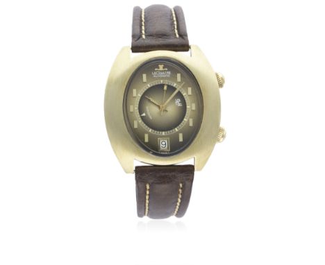 A GENTLEMAN'S 14K SOLID GOLD LECOULTRE MEMOVOX&nbsp;AUTOMATIC HPG WRIST WATCH CIRCA 1970s
D: Gold coloured "smoke" dial with 