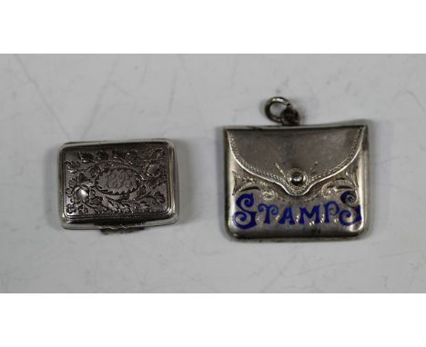 A George IV silver rectangular vinaigrette, the hinged lid with floral and foliate decoration enclosing an oval initial engra